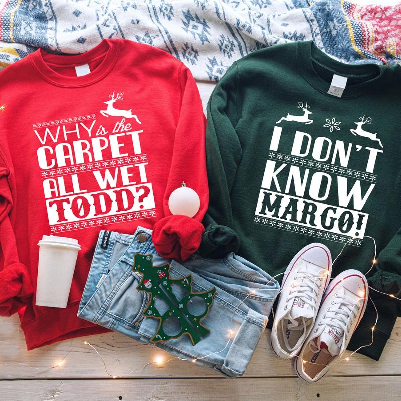 Weihnachtsferien Todd und Margo Paar National Lampoon Weihnachten Frau und Mann passendes T-Shirt, Rundhalsausschnitt, Hoodie, TS-C-1029