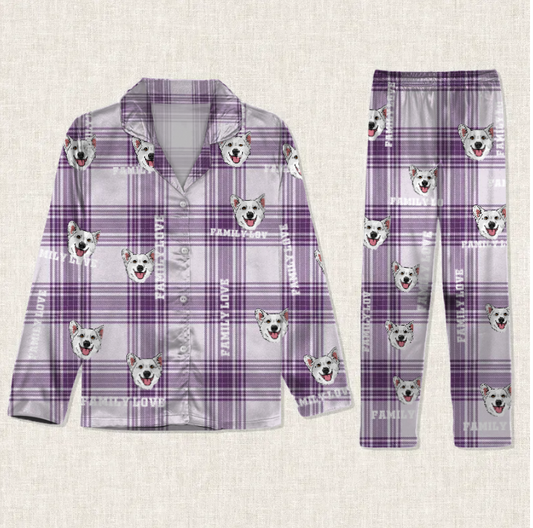 Personalized Pet Parents Image Upload Flannel Pajamas,TS-A-620