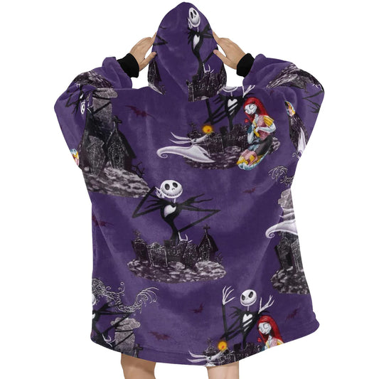 Dark Purple Nightmare Before Christmas Print Blanket Pajamas,TS-L-882