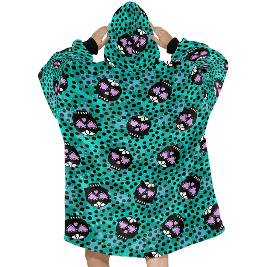 Green Sugar Skulls Blanket Pajamas,TS-L-889