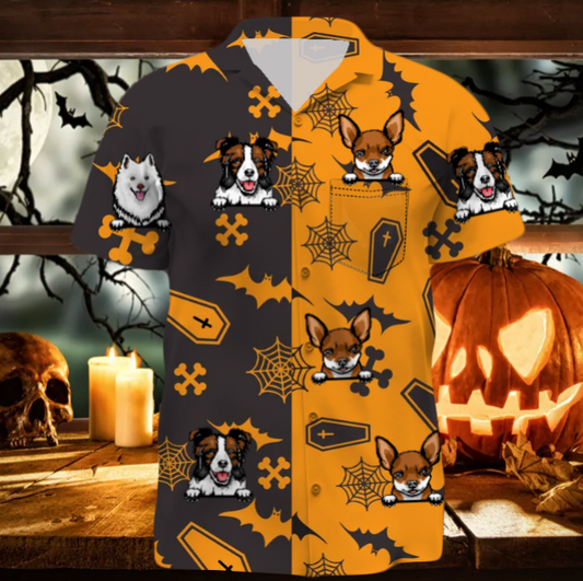 Personalized Dog Cat Halloween Hawaiian Shirt,Spooky Pet Party Vibes,HS-L-616