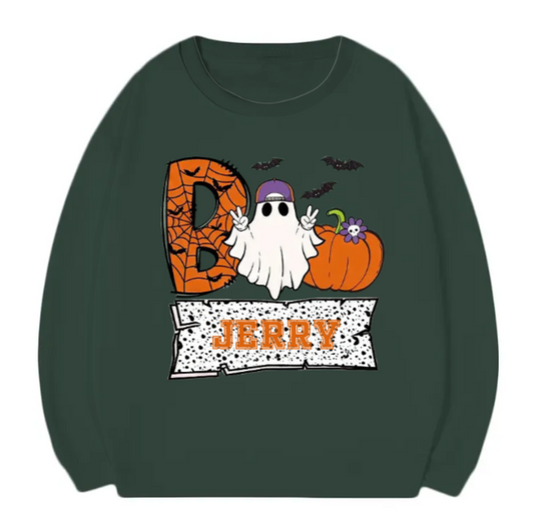 Personalized Kid Name Halloween Boo Boy Girl Crewneck,TS-CT-753