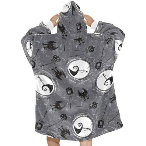 Grey Nightmare Before Christmas Print Blanket Pajamas,TS-L-884