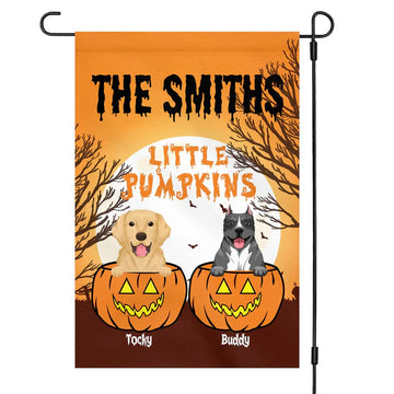 Adorable Halloween Little Pumpkins Dog Personalized Garden Flag,F-L-618