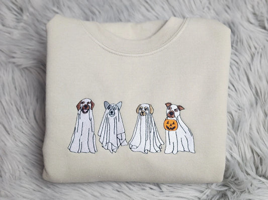 Halloween Ghost Dogs Embroidered T-Shirt,Crewneck And Hoodie,TS-CT-685