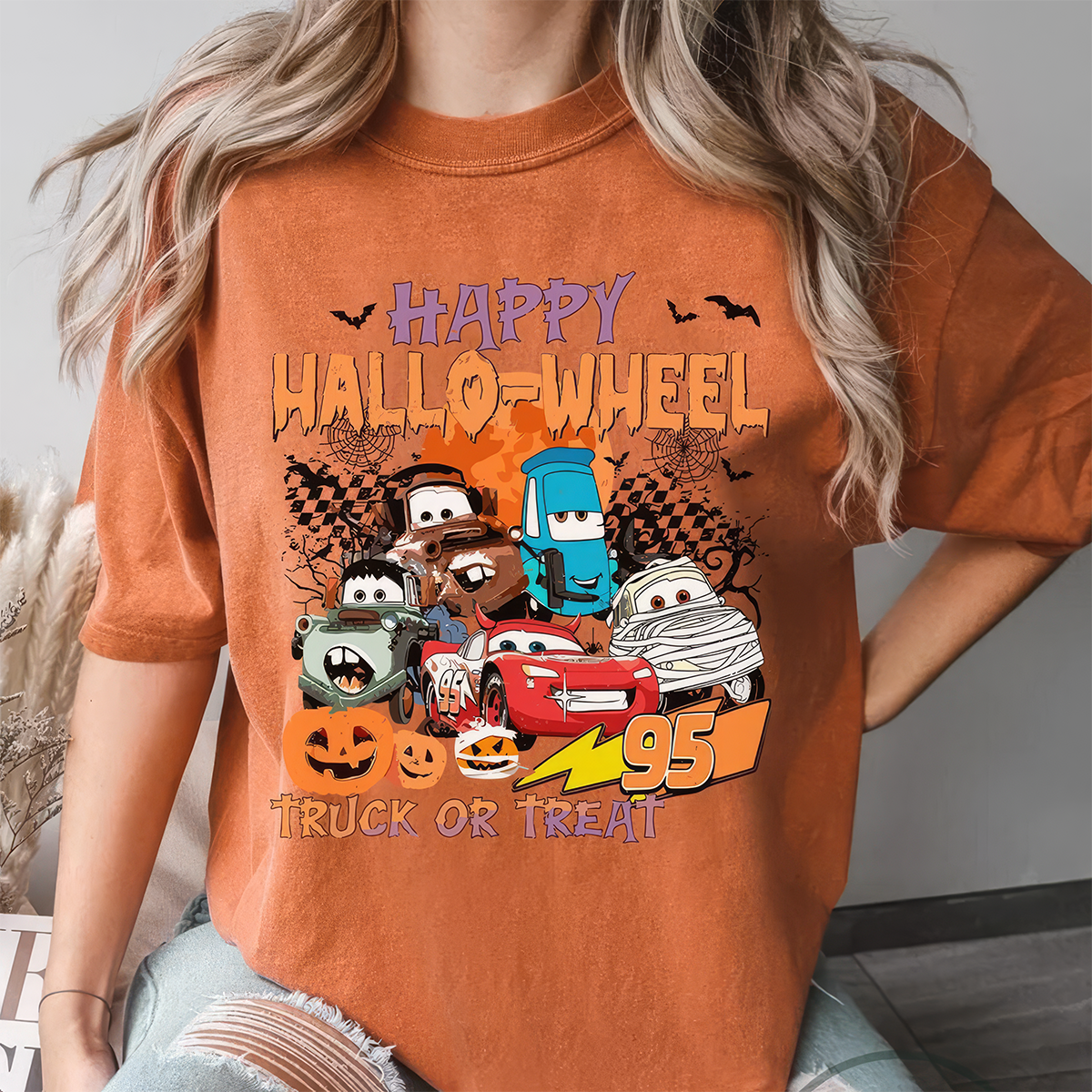 Happy Halloween Truck Or Treat Gruseliges T-Shirt, Rundhalsausschnitt, Kapuzenpullover, TS-CT-805