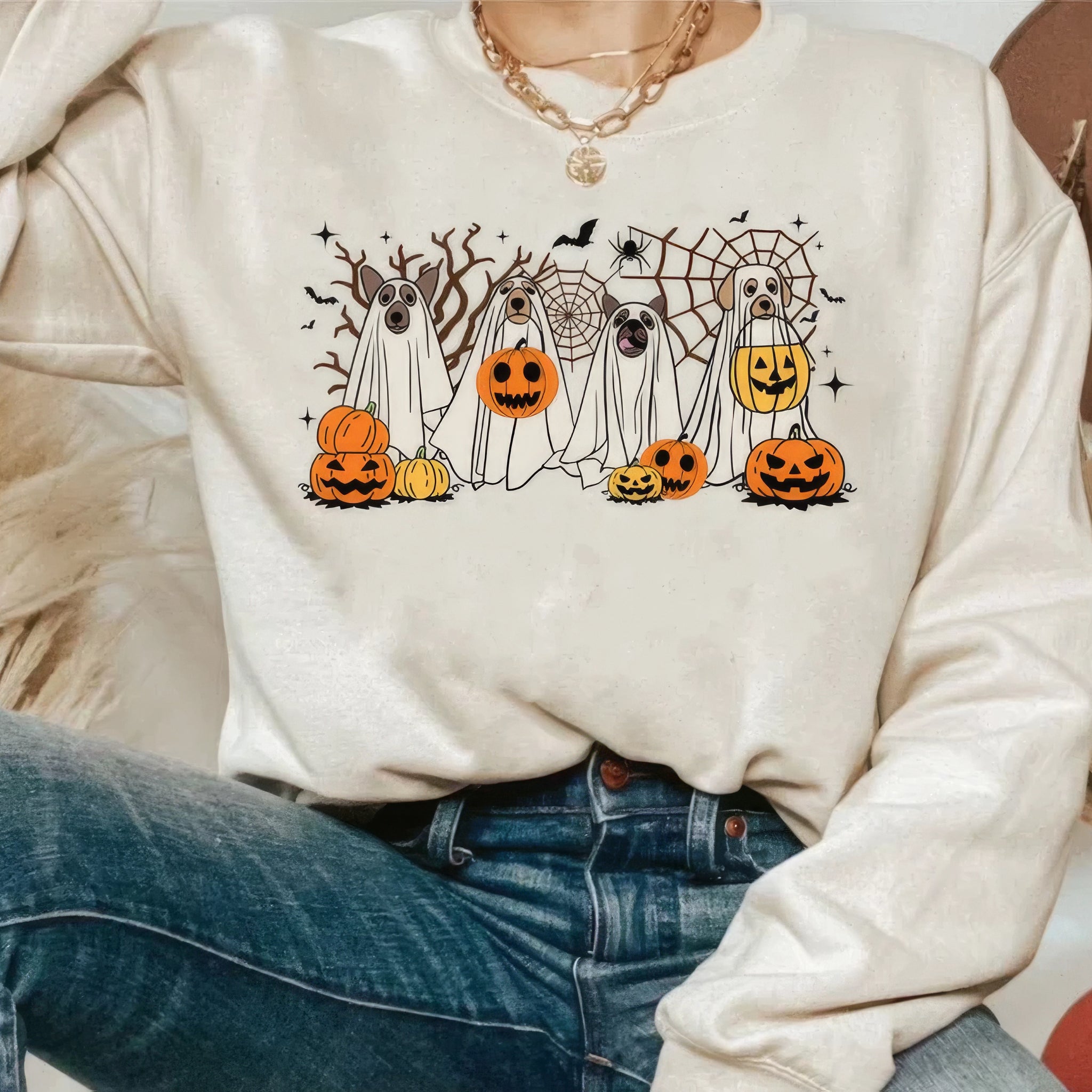 Happy Dog Halloween Retro Spooky Season T-Shirt,Crewneck,Hoodie,TS-C-823