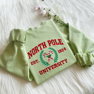 Personalized North Pole University Embroidered Crewneck ,Holiday Gifts,TS-L-599