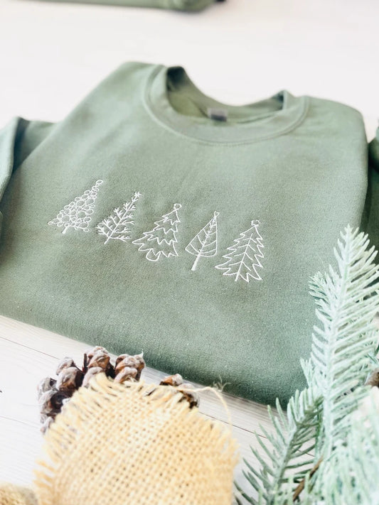 Personalized Christmas Tree Embroidered Crewneck ,Holiday Gifts,TS-L-600