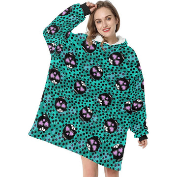 Green Sugar Skulls Blanket Pajamas,TS-L-889