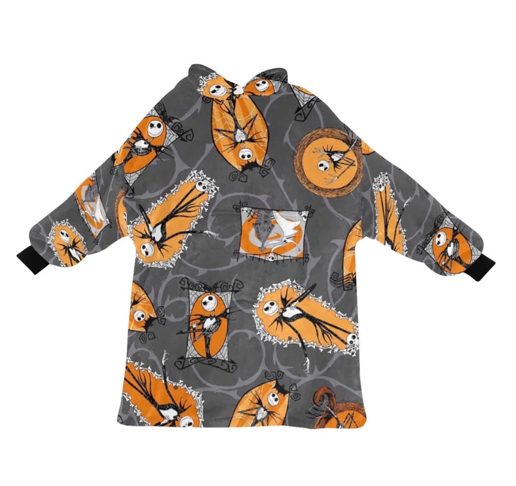 Grey&Orange Nightmare Before Christmas Print Blanket Pajamas,TS-L-891