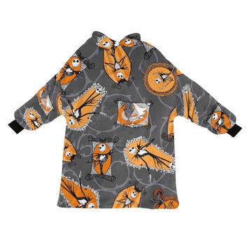 Grey&Orange Nightmare Before Christmas Print Blanket Pajamas,TS-L-891