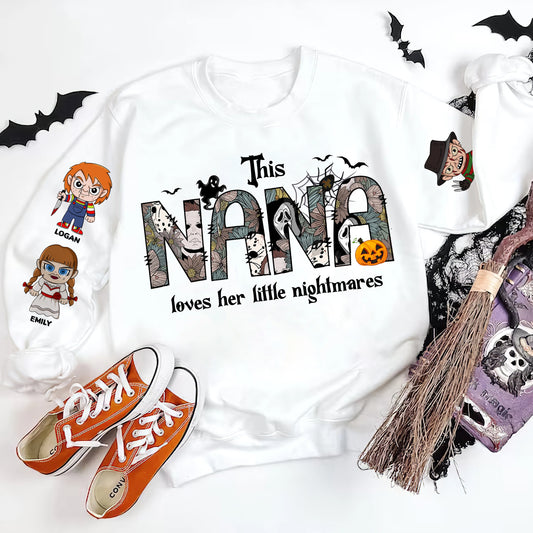 This NANA Loves Her Little Nightmares Personalized Halloween Scary T-Shirt,Crewneck,Hoodie,TS-L-865