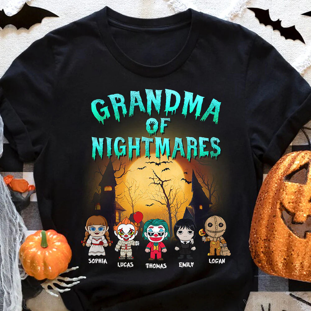 Grandma Of Nightmares Horror Kids Halloween Personalized T-Shirt,Crewneck,Hoodie For Gift,TS-L-870