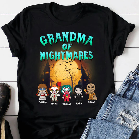 Grandma Of Nightmares Horror Kids Halloween Personalized T-Shirt,Crewneck,Hoodie For Gift,TS-L-870